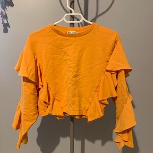 Zara Cropped Sweatshirt - Orange - Size M